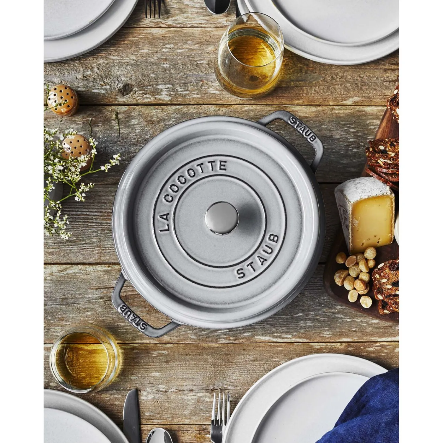 Staub Cocotte 22 cm, Rond(e), , Fonte Gris graphite