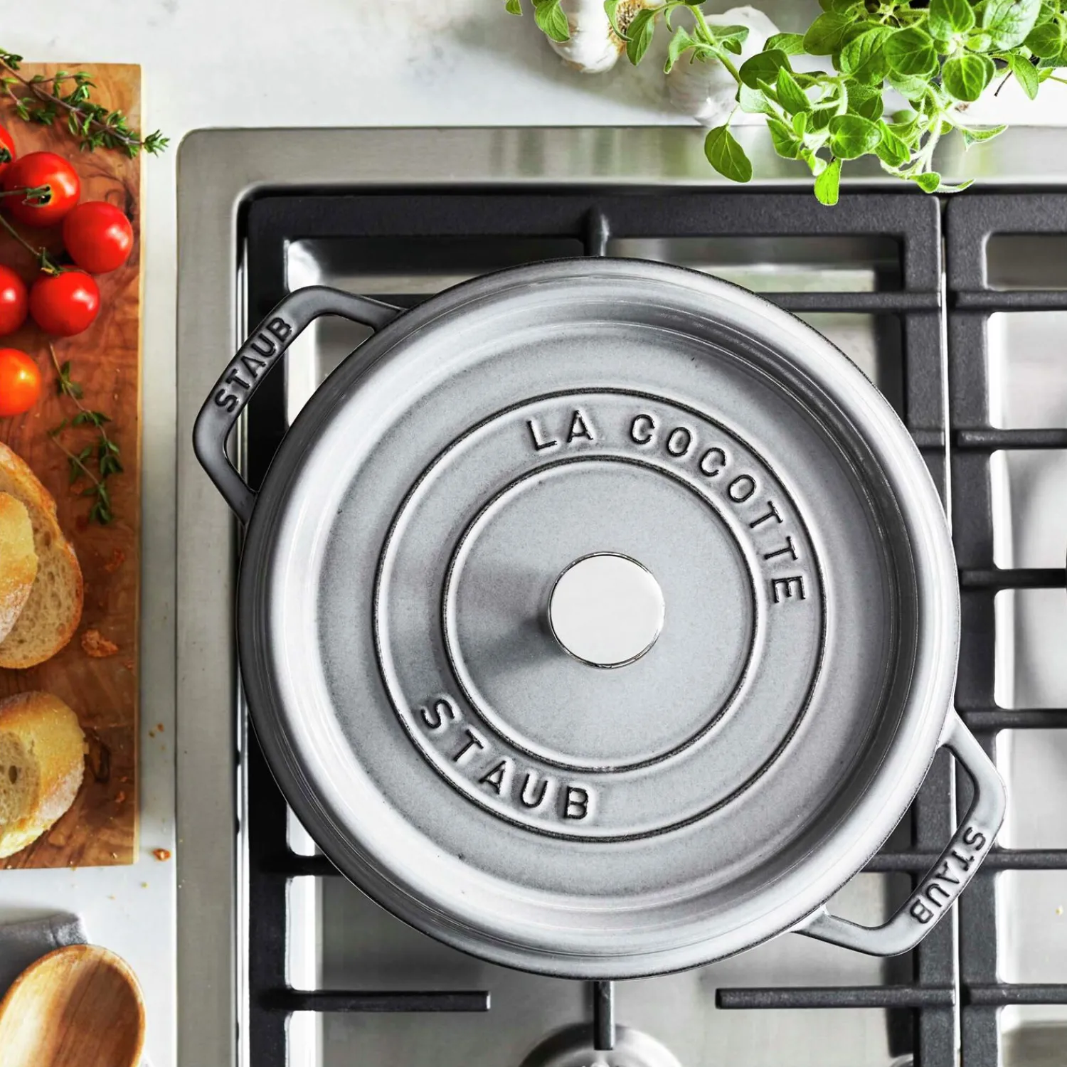 Staub Cocotte 22 cm, Rond(e), , Fonte Gris graphite