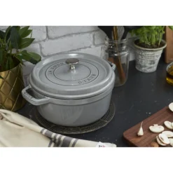Staub Cocotte 20 cm, Rond(e), , Fonte Gris graphite Hot