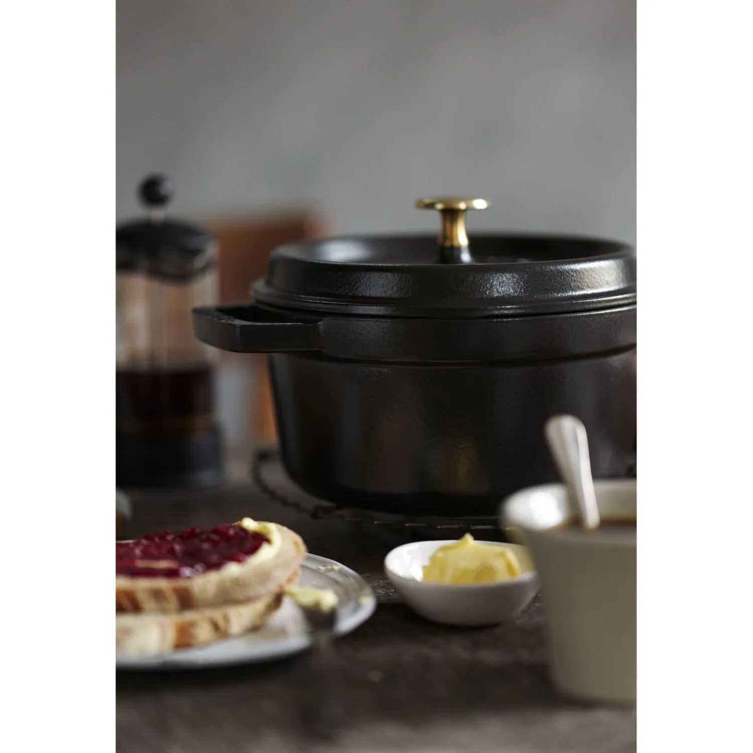 Staub Cocotte 18 cm, Rond(e), , Fonte Noir mat Sale