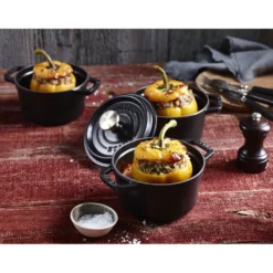 Staub Cocotte 12 cm, Rond(e), , Fonte Noir mat Best