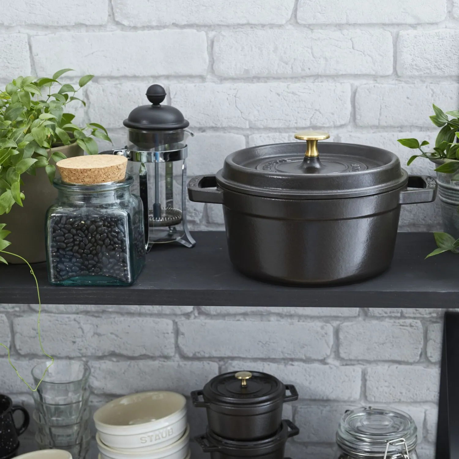 Staub Cocotte 24 cm, Rond(e), , Fonte Noir mat Clearance