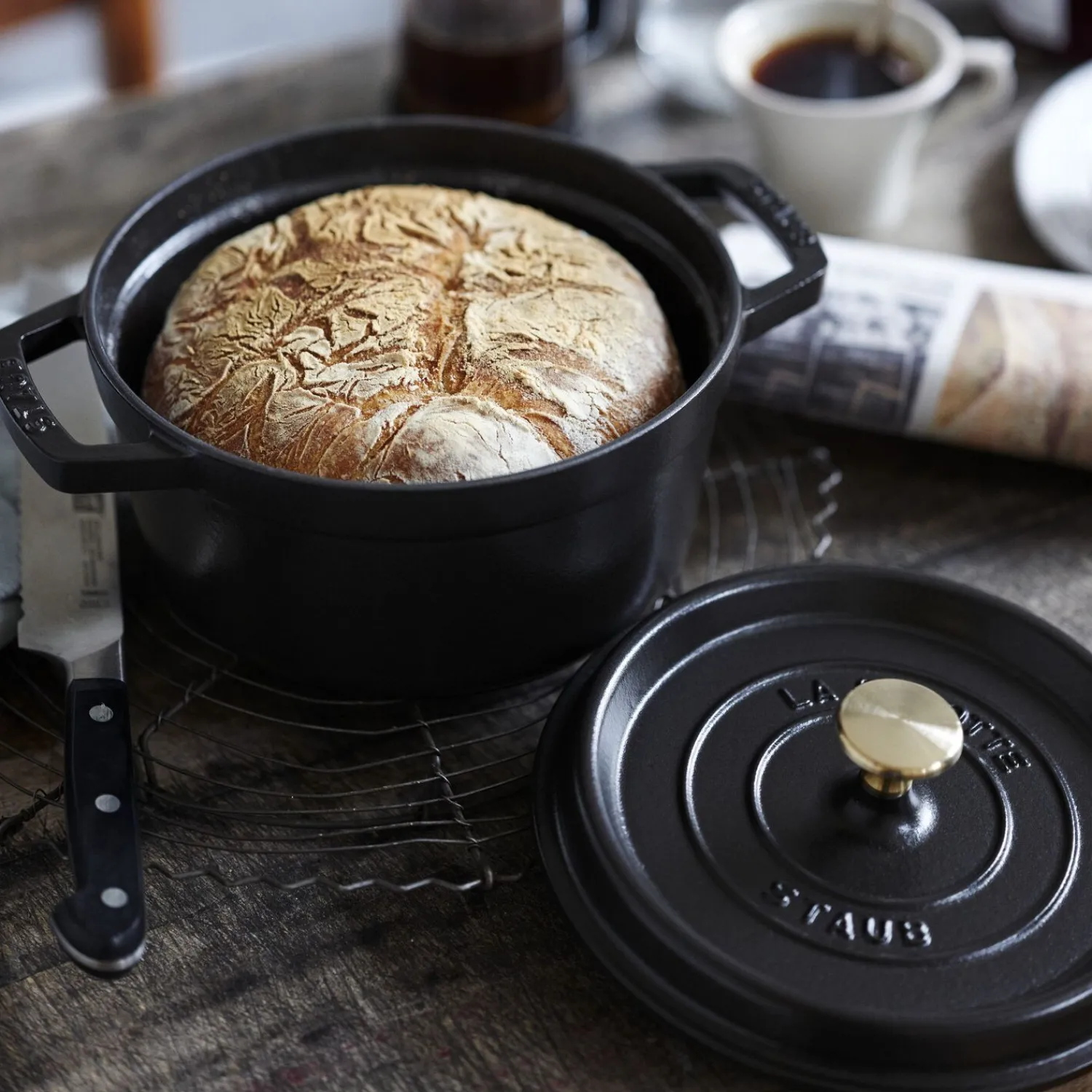 Staub Cocotte 24 cm, Rond(e), , Fonte Noir mat Clearance
