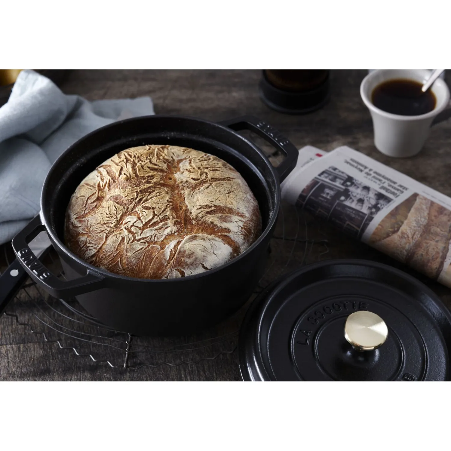 Staub Cocotte 20 cm, Rond(e), , Fonte Noir mat Online