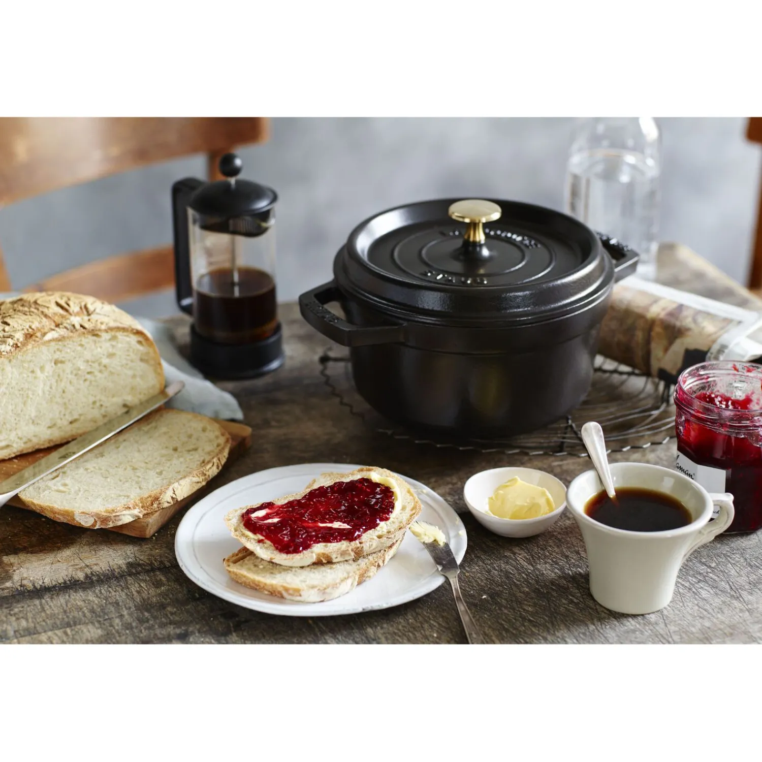 Staub Cocotte 20 cm, Rond(e), , Fonte Noir mat Online