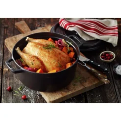 Staub Cocotte 30 cm, Rond(e), , Fonte Noir mat Outlet