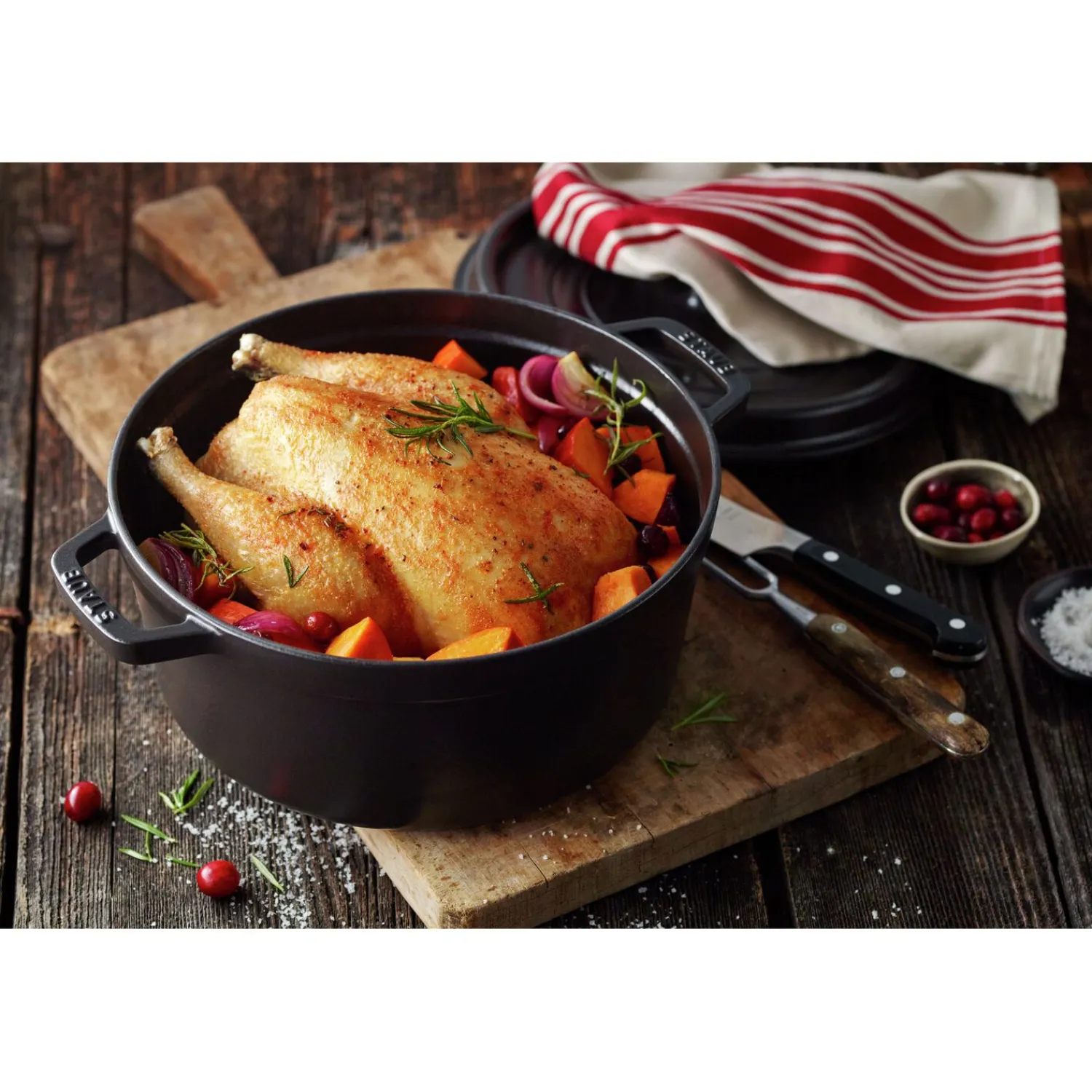 Staub Cocotte 30 cm, Rond(e), , Fonte Noir mat Outlet