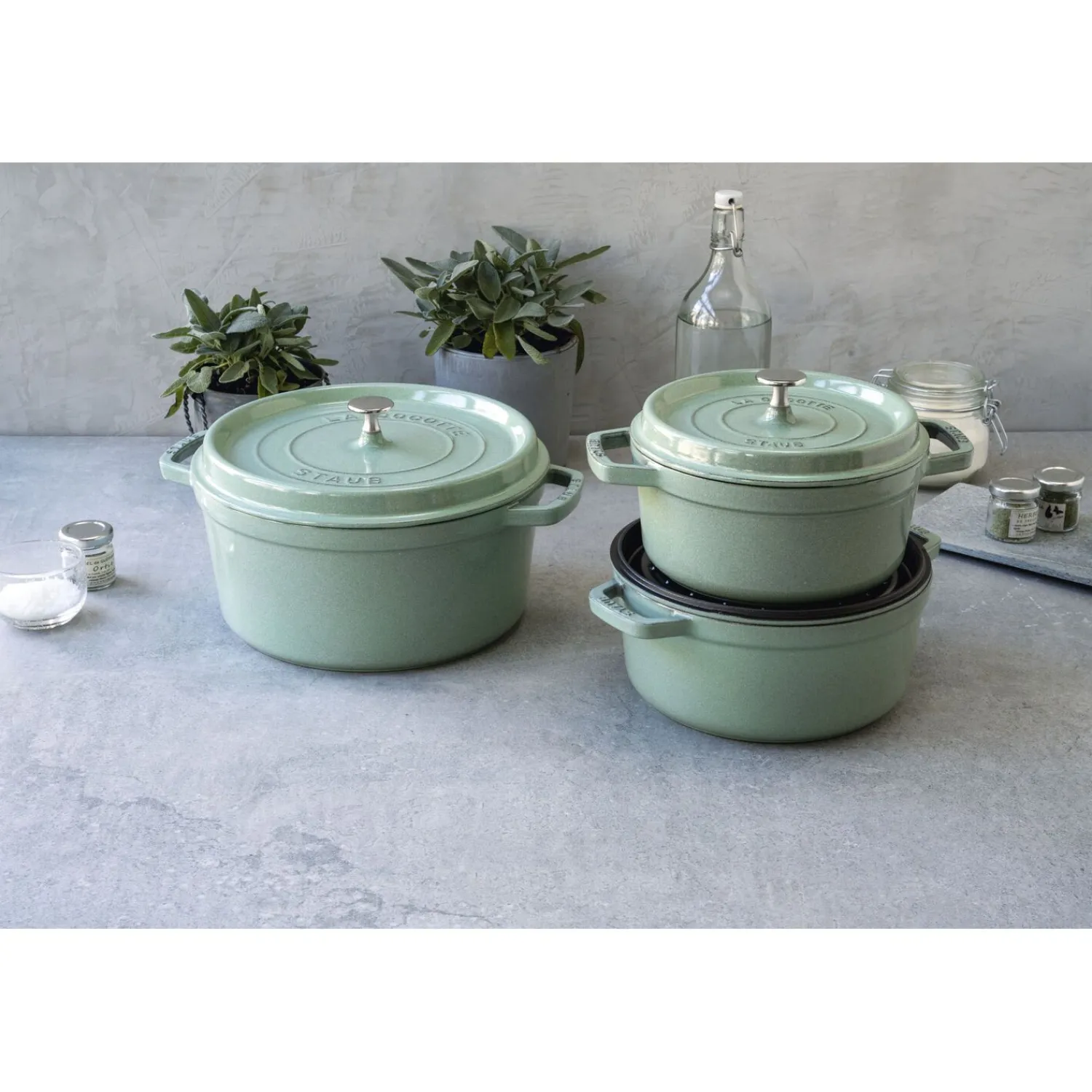 Staub Cocotte 28 cm, Rond(e), , Fonte Sauge New