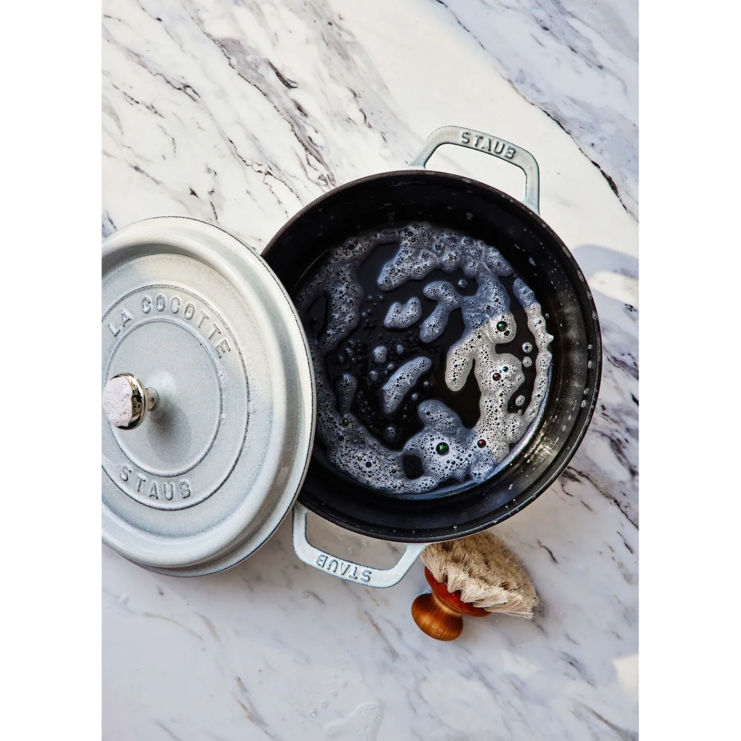 Staub Cocotte 26 cm, Rond(e), , Fonte Truffe blanche Online