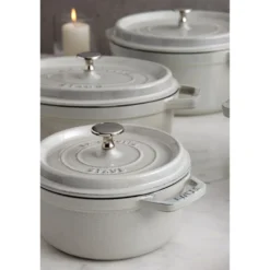 Staub Cocotte 20 cm, Rond(e), , Fonte Truffe blanche