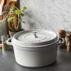 Staub Cocotte 28 cm, Rond(e), , Fonte Truffe blanche Outlet