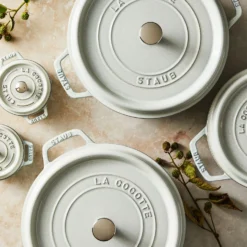 Staub Cocotte 24 cm, Rond(e), , Fonte Truffe blanche Clearance
