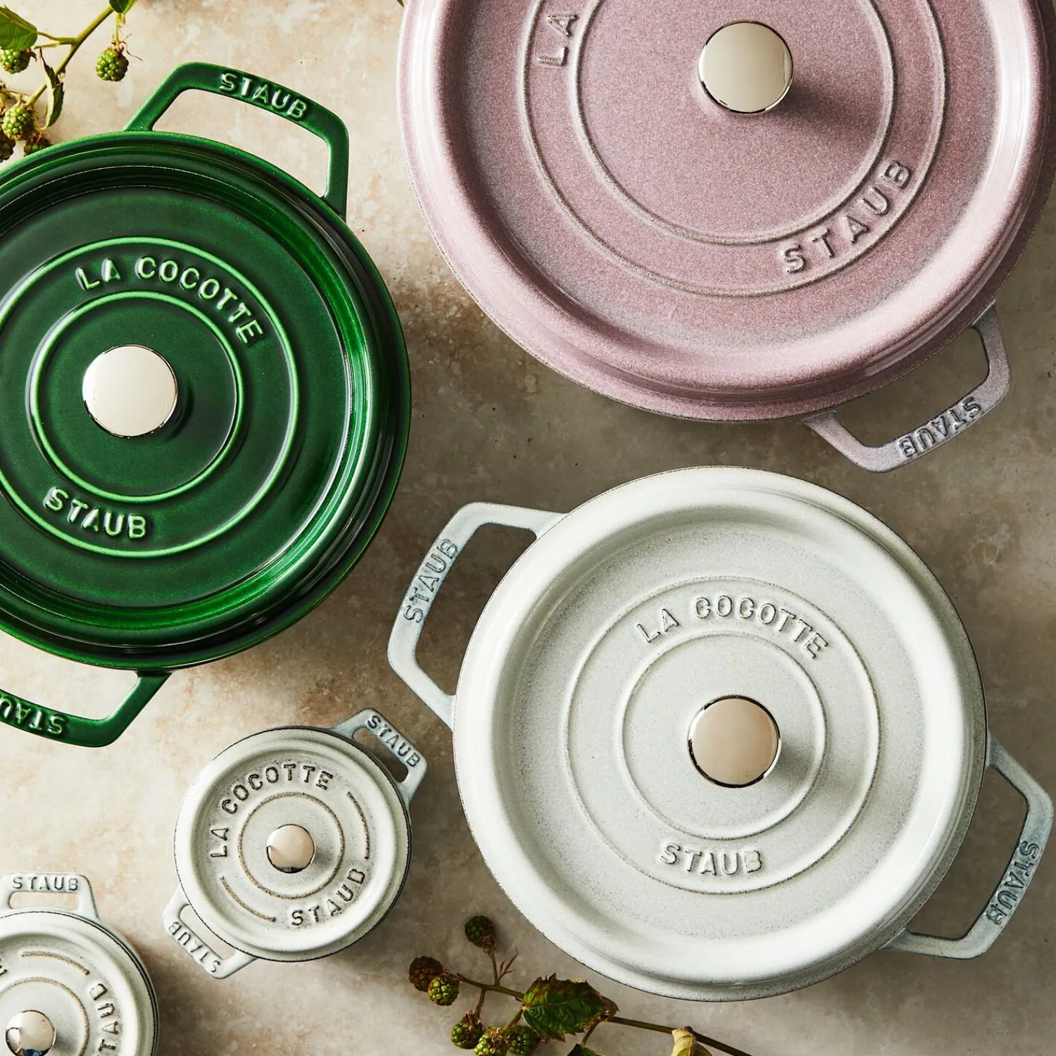 Staub Cocotte 24 cm, Rond(e), , Fonte Truffe blanche Clearance