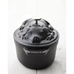Staub Cocotte couvercle de cochon 17 cm, Ovale, , Fonte Noir mat New