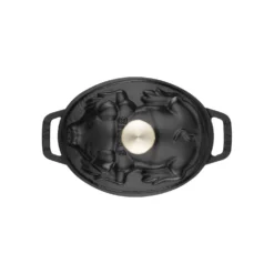 Staub Cocotte couvercle de cochon 17 cm, Ovale, , Fonte Noir mat New