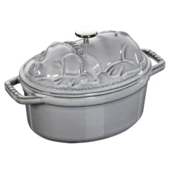 Staub Cocotte couvercle de cochon 17 cm, Ovale, , Fonte Gris graphite Hot