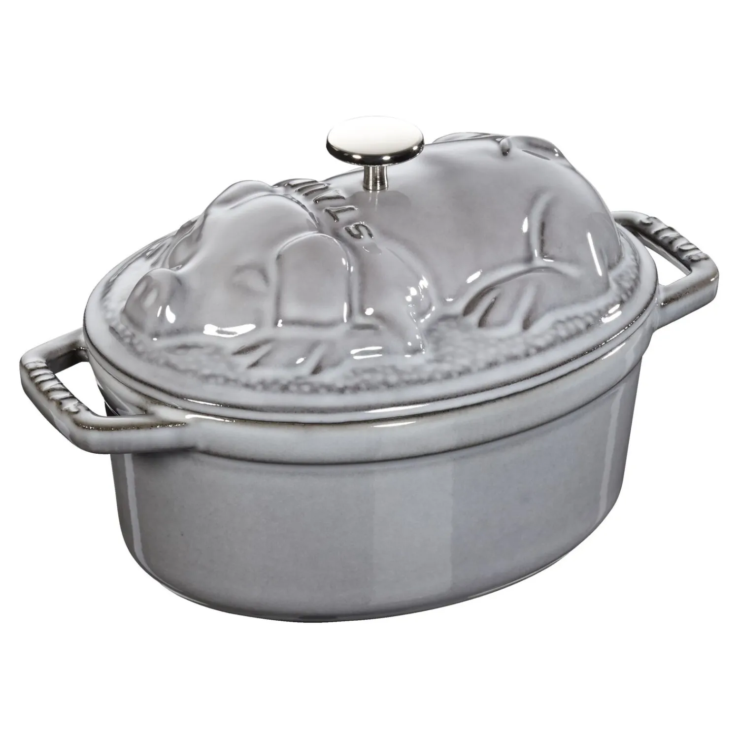Staub Cocotte couvercle de cochon 17 cm, Ovale, , Fonte Gris graphite Hot