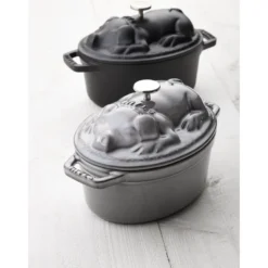 Staub Cocotte couvercle de cochon 17 cm, Ovale, , Fonte Gris graphite Hot
