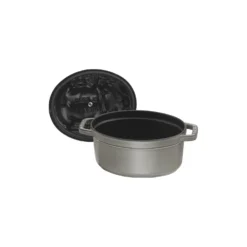 Staub Cocotte couvercle de cochon 17 cm, Ovale, , Fonte Gris graphite Hot