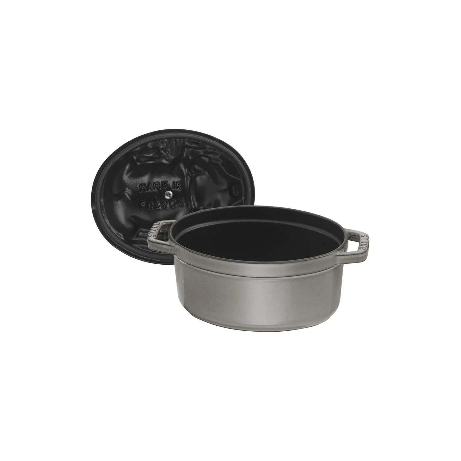 Staub Cocotte couvercle de cochon 17 cm, Ovale, , Fonte Gris graphite Hot
