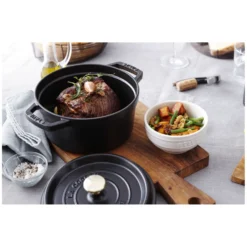 Staub Cocotte haute 24 cm, Rond(e), , Fonte Noir mat New