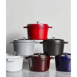 Staub Cocotte haute 24 cm, Rond(e), , Fonte Noir mat New