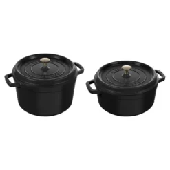 Staub Cocotte haute 24 cm, Rond(e), , Fonte Noir mat New