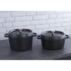 Staub Cocotte haute 24 cm, Rond(e), , Fonte Noir mat New