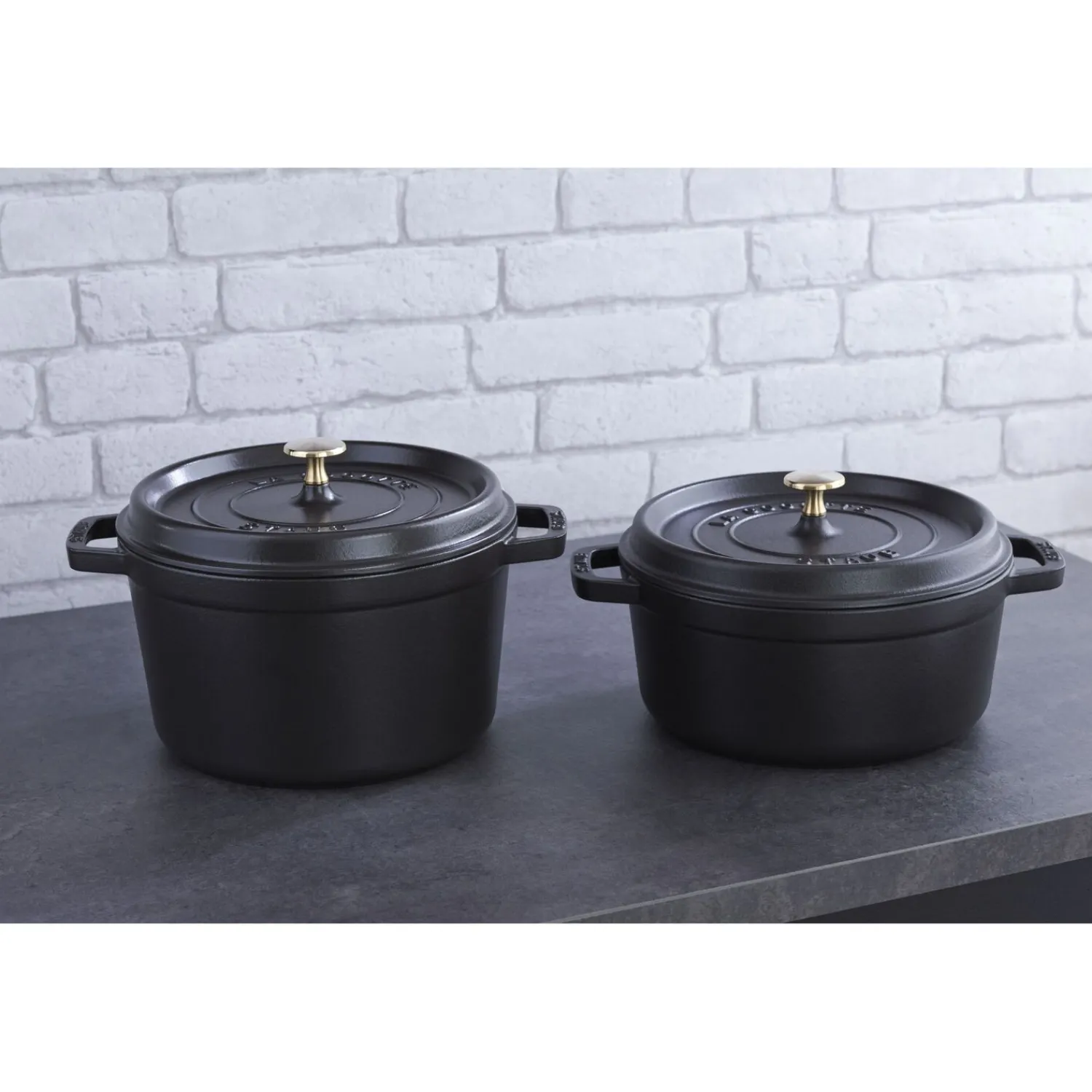 Staub Cocotte haute 24 cm, Rond(e), , Fonte Noir mat New