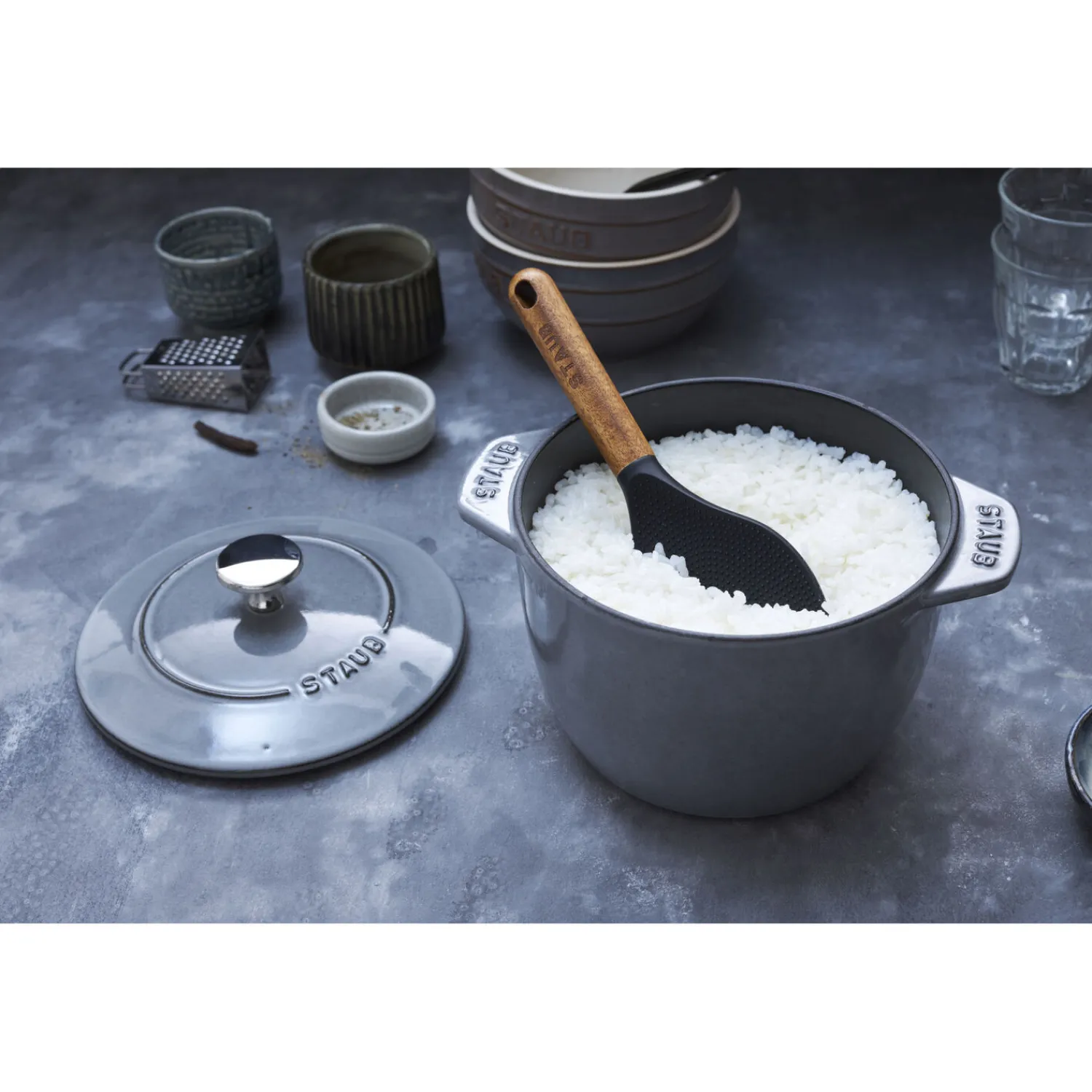 Staub Cocotte à riz 16 cm, Rond(e), , Fonte Gris graphite Hot