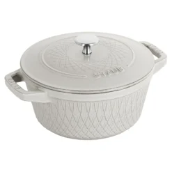 Staub Cocotte twister 20 cm, Rond(e), , Fonte Truffe blanche Best