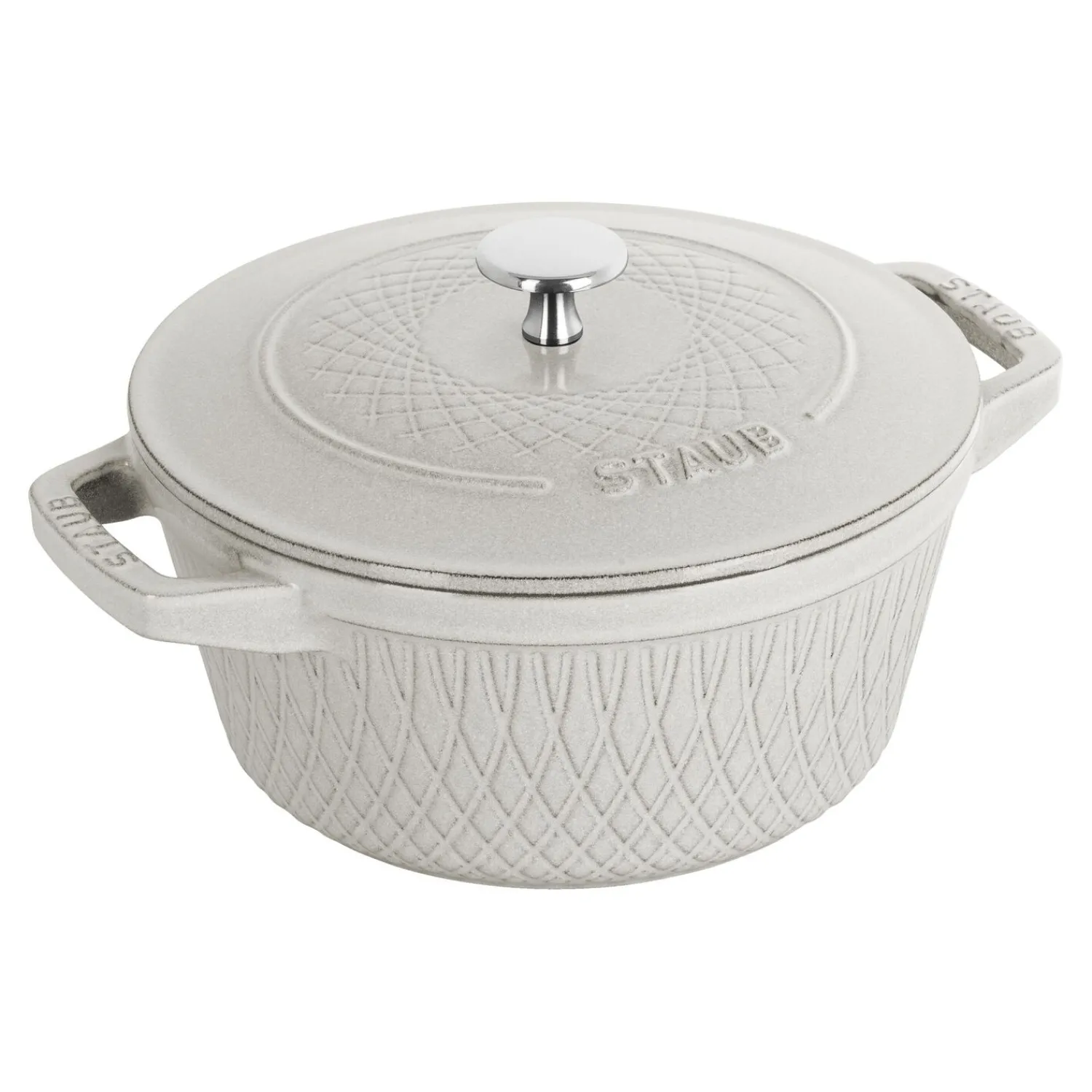 Staub Cocotte twister 20 cm, Rond(e), , Fonte Truffe blanche Best