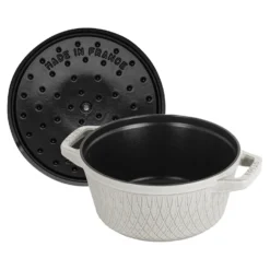 Staub Cocotte twister 24 cm, Rond(e), , Fonte Truffe blanche Sale