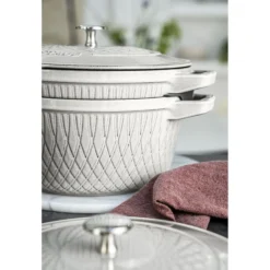 Staub Cocotte twister 24 cm, Rond(e), , Fonte Truffe blanche Sale