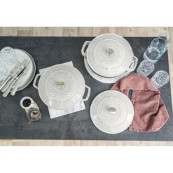 Staub Cocotte twister 24 cm, Rond(e), , Fonte Truffe blanche Sale