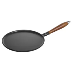 Staub Crêpière avec poignée en bois 28 cm, Fonte, Noir mat Sale