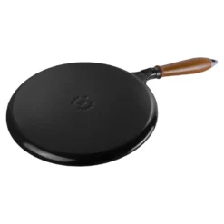 Staub Crêpière avec poignée en bois 28 cm, Fonte, Noir mat Sale