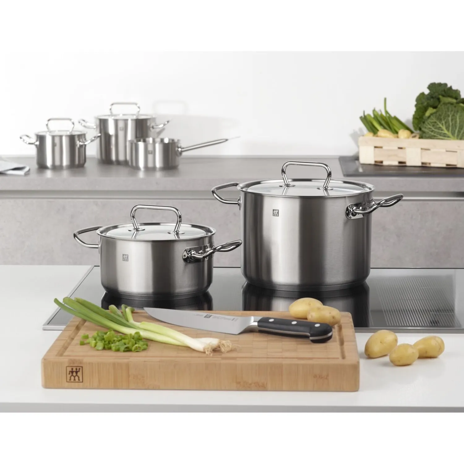 ZWILLING Ensemble de casseroles, 4-pcs. /16/20/24 cm, argent, Acier Inoxydable Outlet