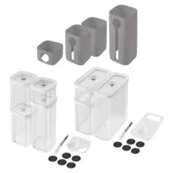 ZWILLING Ensemble de contenants Fresh & Save Cube et étui, 15-pcs. /S/M, blanc / gris, Plastique Clearance