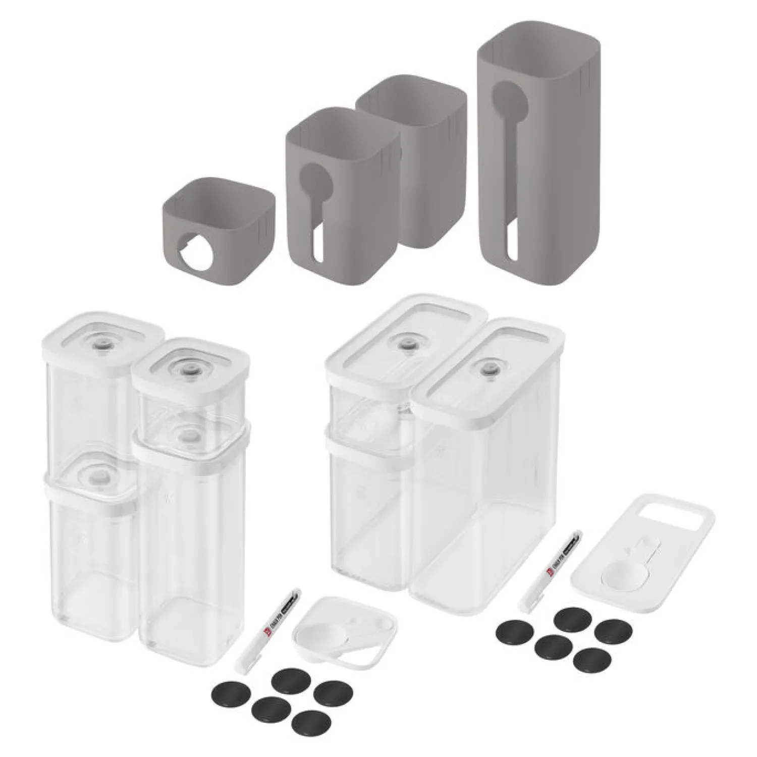 ZWILLING Ensemble de contenants Fresh & Save Cube et étui, 15-pcs. /S/M, blanc / gris, Plastique Clearance