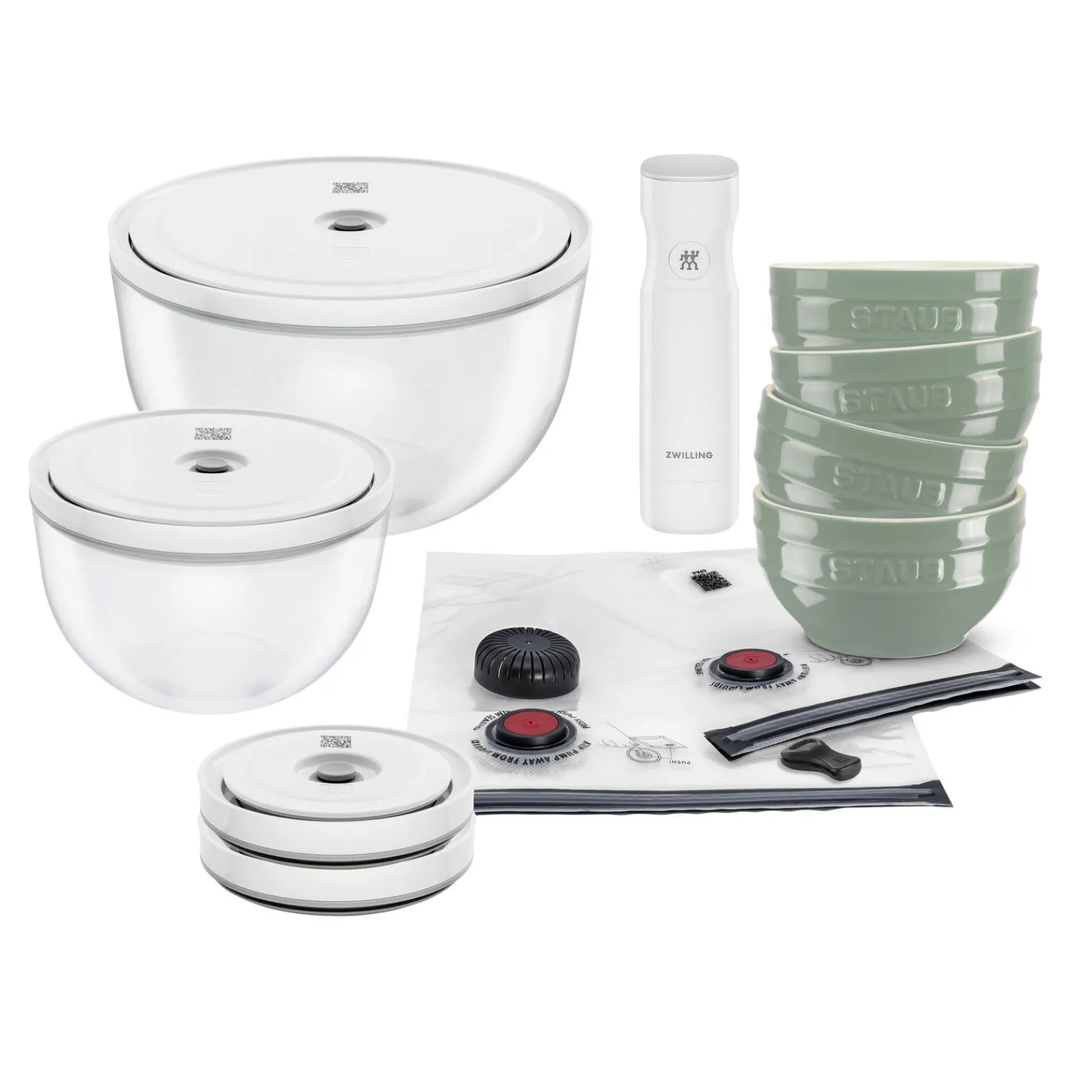 ZWILLING Ensemble de démarrage sous-vide, 15-pcs. /S/M/L, eucalyptus, Céramique / Verre Hot