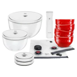 ZWILLING Ensemble de démarrage sous-vide, 15-pcs. /S/M/L, cerise / blanc, Céramique / Verre Outlet