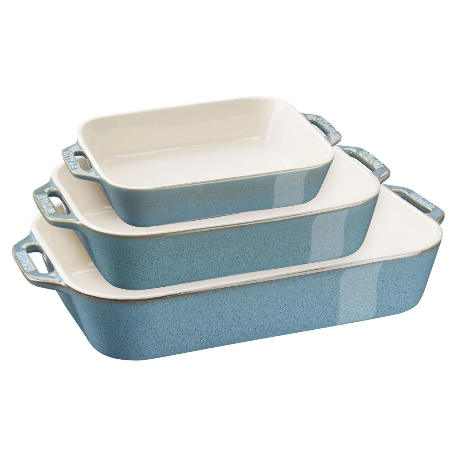 Staub Ensemble de plats à four 3-pcs Turquoise antique New