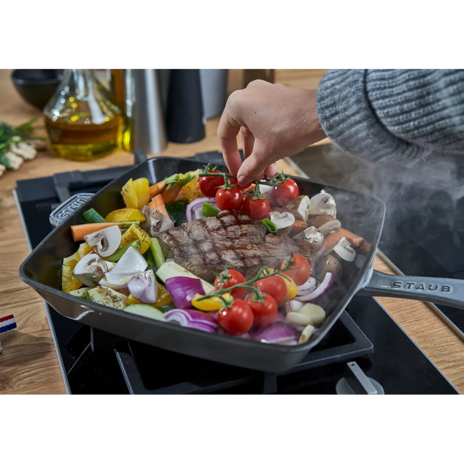 Staub Gril Américain 30 cm, Fonte, Gris graphite