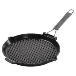 Staub Gril avec bec verseur 28 cm, Fonte, Noir mat Best