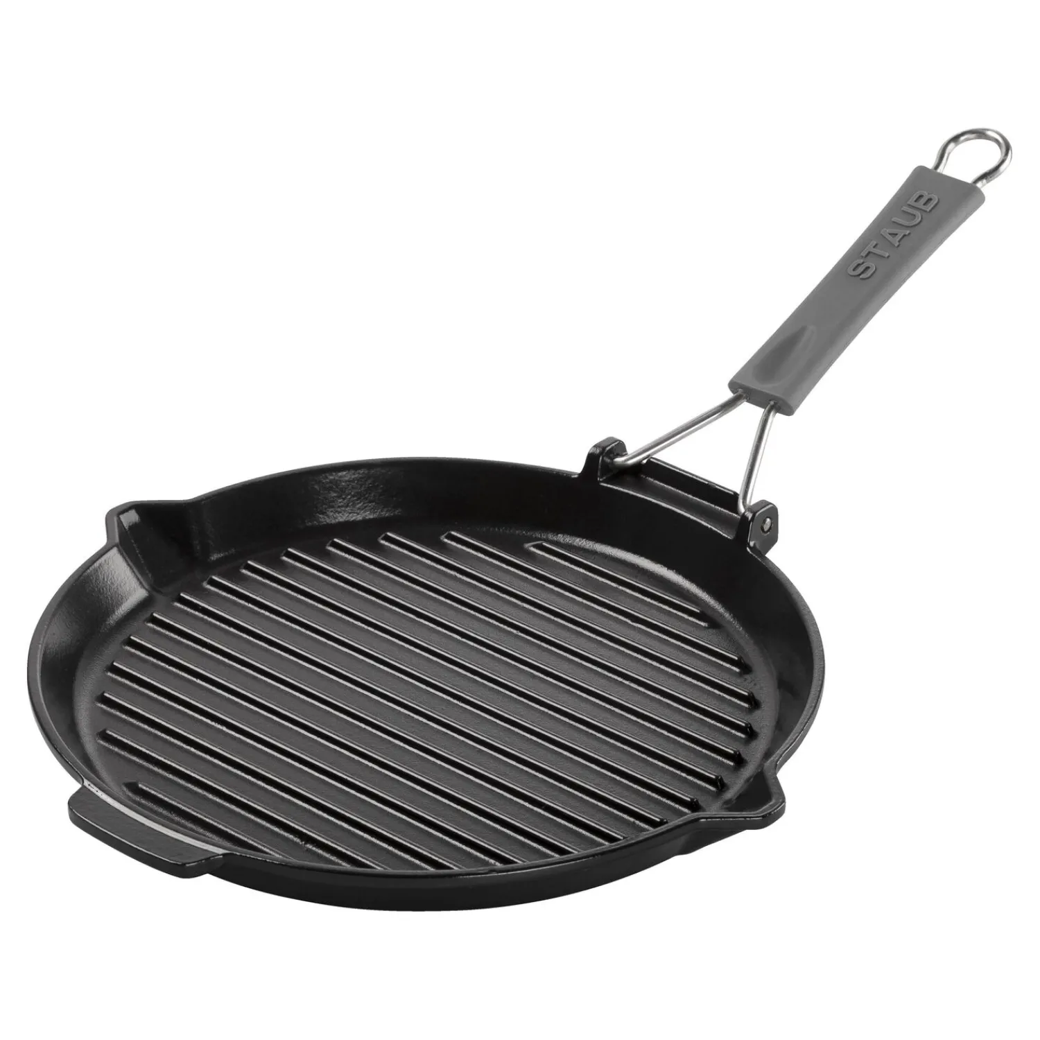 Staub Gril avec bec verseur 28 cm, Fonte, Noir mat Best