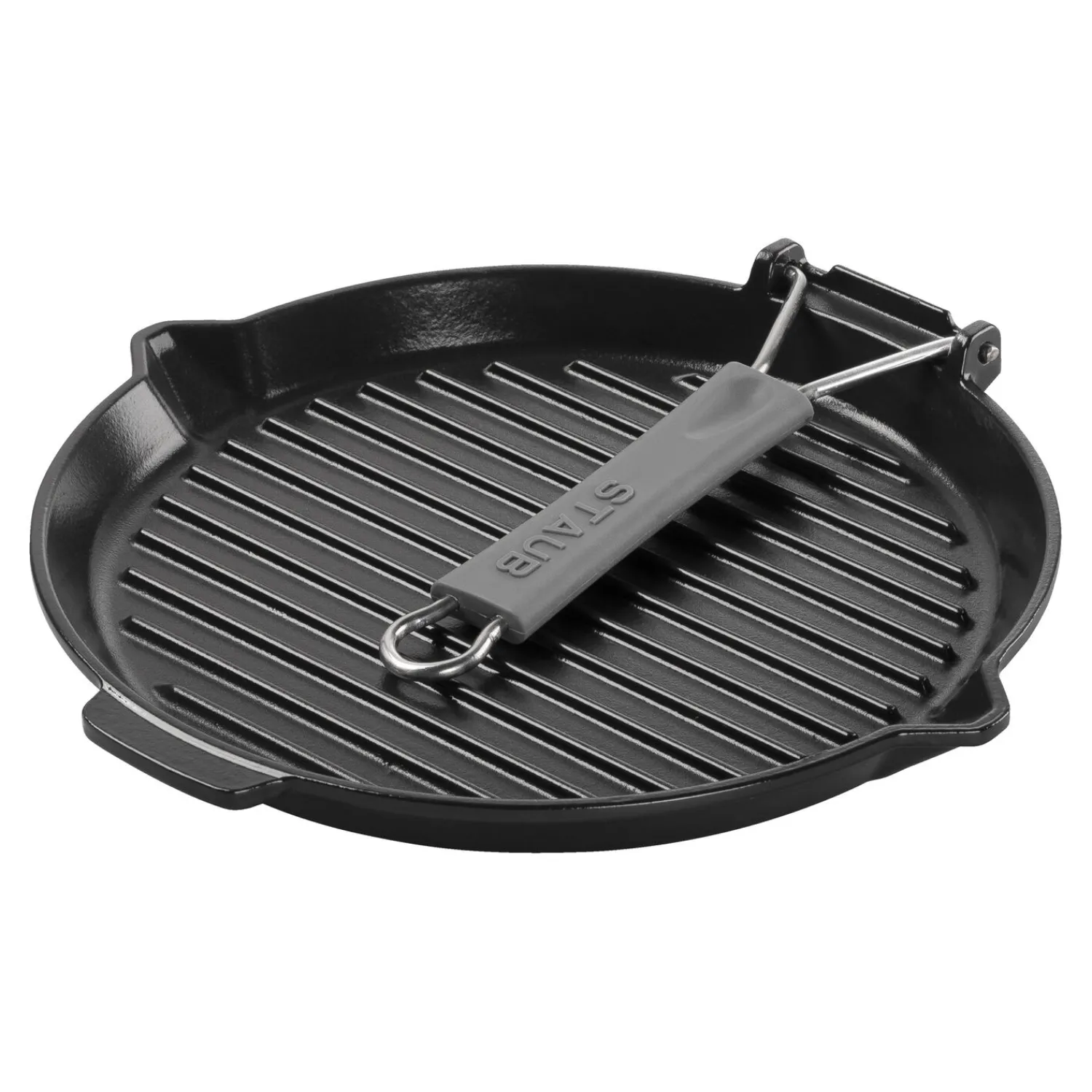 Staub Gril avec bec verseur 28 cm, Fonte, Noir mat Best