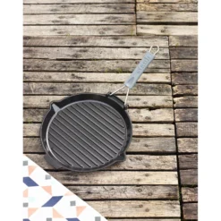 Staub Gril avec bec verseur 28 cm, Fonte, Noir mat Best