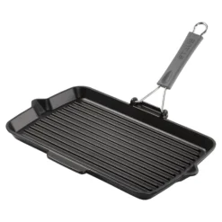 Staub Gril avec bec verseur 34 cm, Fonte, Noir mat Online