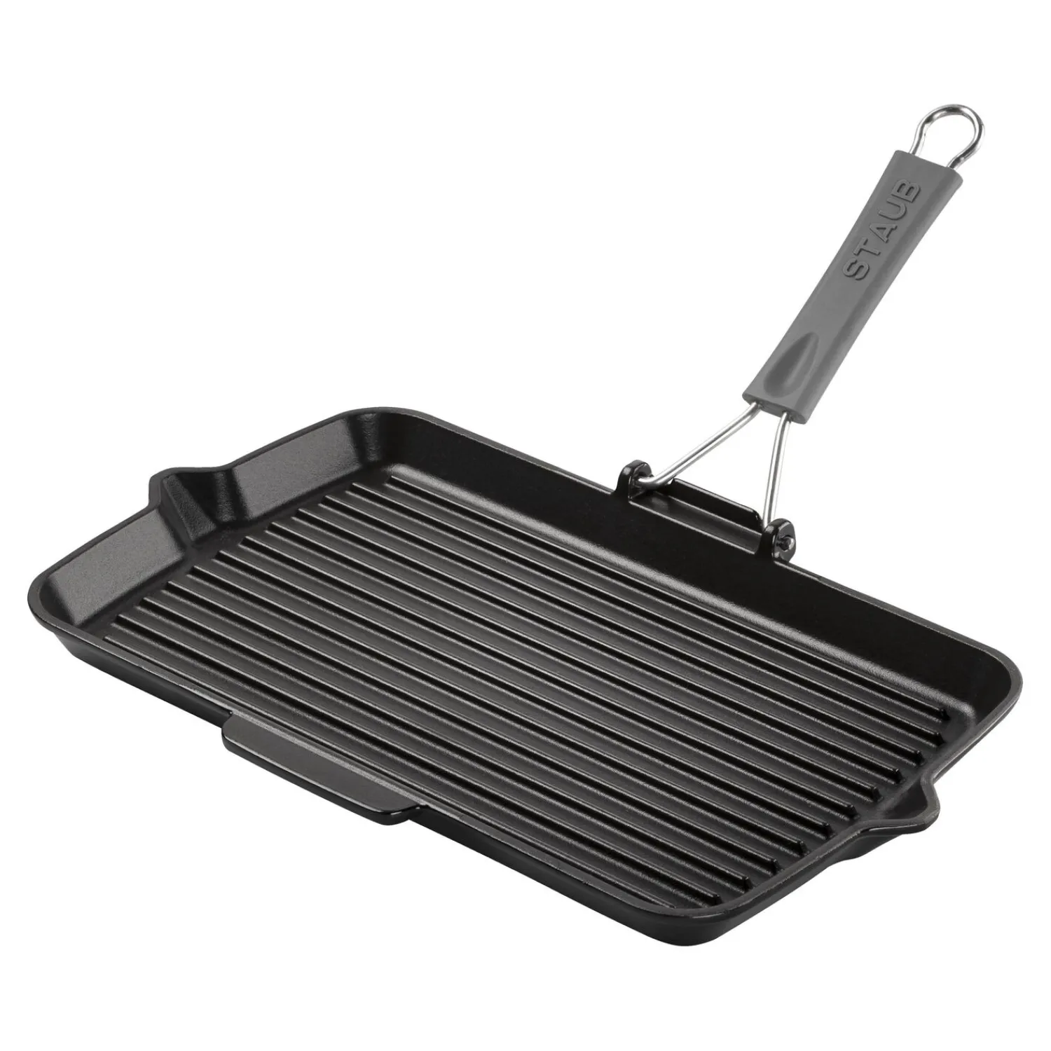 Staub Gril avec bec verseur 34 cm, Fonte, Noir mat Online